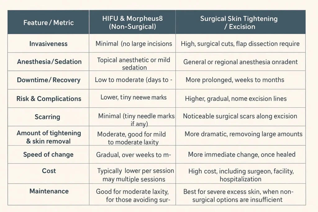 The Science of Skin Tightening 2 Table of skin tightening Royal Tunbridge Wells benefits compared to surgical options